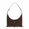 Brown suede hobo shoulder bag retro underarm bag stylish vintage slouchy purse for women - Coffee
