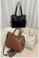 Large capacity women casual tote bag PU leather shoulder crossbody bag multi-color - Brown
