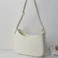 Minimalist white shoulder bag, elegant underarm hobo purse for daily commuting and fashion style. - White