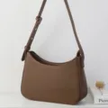 Brown leather shoulder bag for women, chic minimalist hobo purse with adjustable strap daily. - Brown