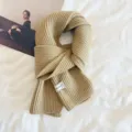 Korean style solid color knitted warm winter scarf for women fashion cozy neck protector - Camel