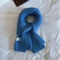 Korean minimalist solid color knit scarf, winter warm blue neck warmer for women. - Sky Blue