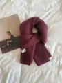 Cozy burgundy knitted winter scarf for women, warm solid color ribbed neck wrap and collar. - Angola Red