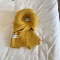 Solid color knitted scarf for winter warm neck protection, stylish casual design for women. - Turmeric