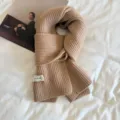 Cozy khaki knitted scarf for women, soft winter warm ribbed neck warmer scarf daily wear. - Khaki
