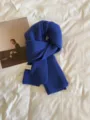 Blue knitted winter scarf for women, soft warm ribbed neck warmer fashion accessory. - Sapphire Blue