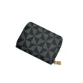 Black geometric zipper card holder, minimalist coin purse with multiple card slots. - Black
