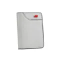 Men short grey card holder wallet with red tab stylish compact minimalist pocket purse daily use - White
