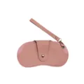 Pink portable glasses case sunglasses storage pouch PU leather with wrist strap clip - Pink