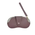 Portable PU leather glasses case with wrist strap, stylish storage box for sunglasses. - Dark Coffee