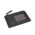 Stylish black PU leather multi-card slot zipper coin purse and ID card holder daily use. - Black