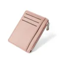 Portacarte rosa con motivo litchi e tasca con zip, portafoglio sottile multi-slot utile. - Rosa