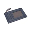 Dark blue leather card holder with zipper coin pocket, multi slots and ID window. - Dark Blue