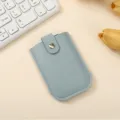 Light blue leather pull-out card holder wallet slim portable minimalist credit card case - Light Blue
