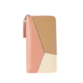 Stylish color-block long wallet for women, large capacity zipper clutch purse with tassel. - 10x2x20cm / Pink Color Block