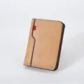Men's vertical short wallet tan PU leather card holder business casual pocket wallet style - Light Coffee