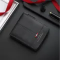 Men's black short zipper wallet retro casual card holder purse with multi-card slots - Black