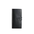 Men's long black wallet with snap button closure, premium PU leather multi-card holder purse. - Black