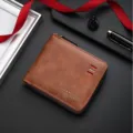 Classic Men Vintage Zipper Short Wallet Multi Card Slot PU Leather Fashion Card Coin Purse - Light Coffee