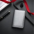 Men's ultra-thin carbon fiber RFID blocking pop-up metal wallet card holder for daily. - Silver