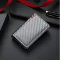 Men carbon fiber texture card holder slim wallet with money clip business card case for daily use. - Silver Gray