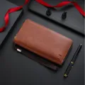 Men's brown long PU leather wallet clutch with wrist strap, card slots and large capacity. - Light Coffee