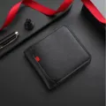 Men's short black leather wallet minimalist thin card holder fashion compact purse for daily use. - Black