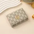 Women tri-fold monogram wallet with stylish letter print and metal clasp closure compact design - 11*1.5*8cm / Light Gray
