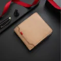 Men's short wallet stylish casual card holder thin compact minimalist design beige leather. - Light Coffee