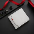 Men's short wallet slim minimalist card holder grey business folding purse compact design - White