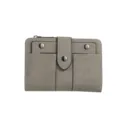 New 2025 short retro matte wallet for women, trifold design with rivets and snap closure. - Gray