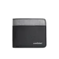 Short men's canvas wallet with color block design, multi card slots and coin pocket. - Black