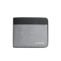 Short canvas men's wallet with color-block design, multiple card slots and cash pocket. - Gray