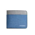 Men's canvas short wallet colorblock card holder coin purse blue grey daily minimalist - Blue