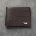 Men's bifold short wallet dark brown leather retro slim minimalist coin purse design. - Dark Coffee