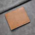 Men's short bifold leather wallet card holder retro brown coin purse stylish daily pocket accessory - 11.5*9.5*1cm / Khaki