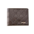 Men's short PU leather wallet with chic embossed eagle pattern and compact folding design. - Dark Coffee