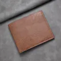 Men brown leather 2-fold wallet, compact card holder pocket purse for daily use and cards. - 11.5*9.5*1cm / Light Coffee