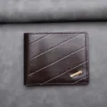 Men's bifold wallet dark brown soft leather horizontal card holder minimalist design stylish - Dark Coffee