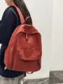 Casual γυναικείο σακίδιο πλάτης από καμβά, μονόχρωμη σχολική τσάντα για καθημερινή μετακίνηση. - Μπορντό