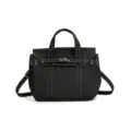 Black canvas mini handbag with top handle and adjustable shoulder strap for casual daily use - Black
