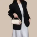 Modische kleine Umhängetasche mit Farbblock, Tragegriff und Schultergurt für Damen. - Khaki