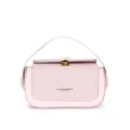 Pink leather women handbag with metal clasp, elegant top handle shoulder bag for daily use. - Pink