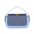 Fashion Blue Top-Handle Handbag Colorblock Crossbody Bag Casual PU Leather Shoulder Bag - Blue