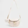 Stylish checkerboard crossbody chest bag with small pouch, versatile casual fashion sling. - Milky White