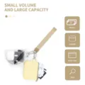 Detailed view of the mini transparent PVC and yellow wrist pouch with practical storage icons. - Off White