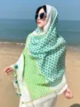 Cotton linen green bohemian beach tassel shawl fashion summer thin sunscreen scarf women - Fresh Series 5