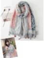 Bohemian cotton linen scarf for women, ethnic tassel travel shawl, thin summer sun protection. - Fresh Series 26