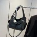 Bolso de hombro de charol negro diseño retro minimalista gran capacidad bolso tote casual - Negro