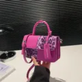 Modische rosa Leo-Muster Umhängetasche für Damen, Retro Handtasche mit Griff neu 2024 - Fuchsia